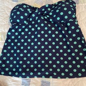 Mossino strapless bathing suit top in polka dot. Super cute!